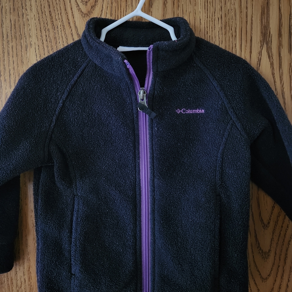Columbia Black Fleece Jacket with Purple Accents